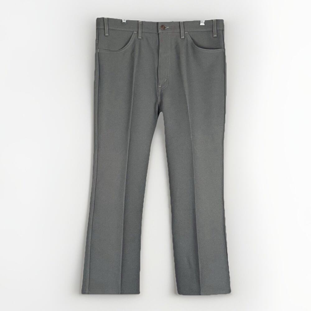 VTG Levis 70s 80s Dress Pants Mens 38x30 Gray 517 Dacron Polyester Action Slacks